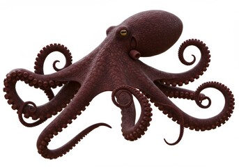 Obraz premium A 3D realistic rendering of an octopus with detailed tentacles and textured skin