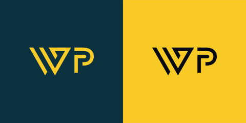 WP abstract  minimalist letters Logo Monogram. It is a minimalist logo, this logo is made by combining two letters