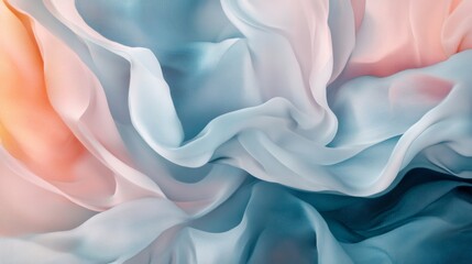 Obraz premium Soft Flowing Silk Fabric in Gentle Pastel Shades of Blue and Coral