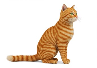 A 3D realistic rendering of a orange cat with detailed fur, expressive eyes, and lifelike features

