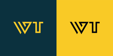 WT abstract  minimalist letters Logo Monogram. It is a minimalist logo, this logo is made by combining two letters