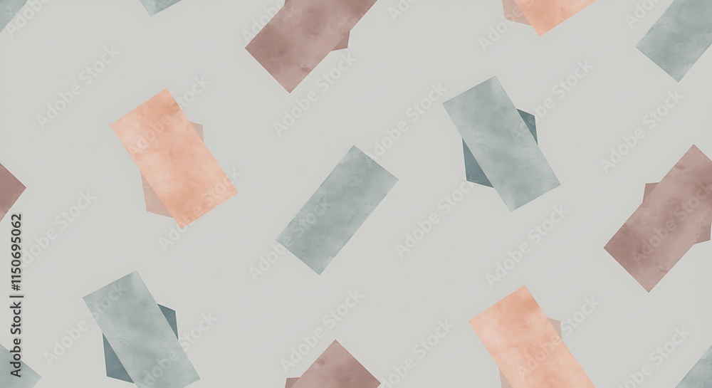 Poster abstract geometric pattern. overlapping shapes in muted pastel peach and gray colors.