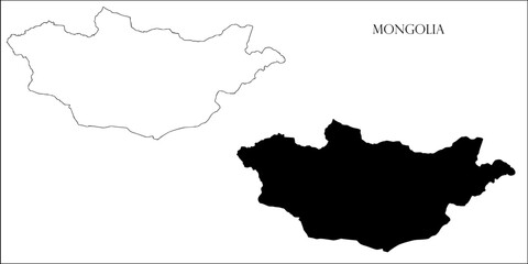Obraz premium Mongolia Blank Map, Mongolia Map Outline Vector Images