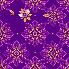 Purple Floral Mandala Seamless Pattern 