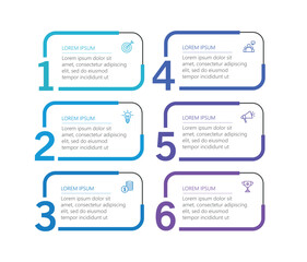 Obraz premium Infographic design business template with 6 options, steps. Can be used for workflow layout, diagram, annual report, web design 