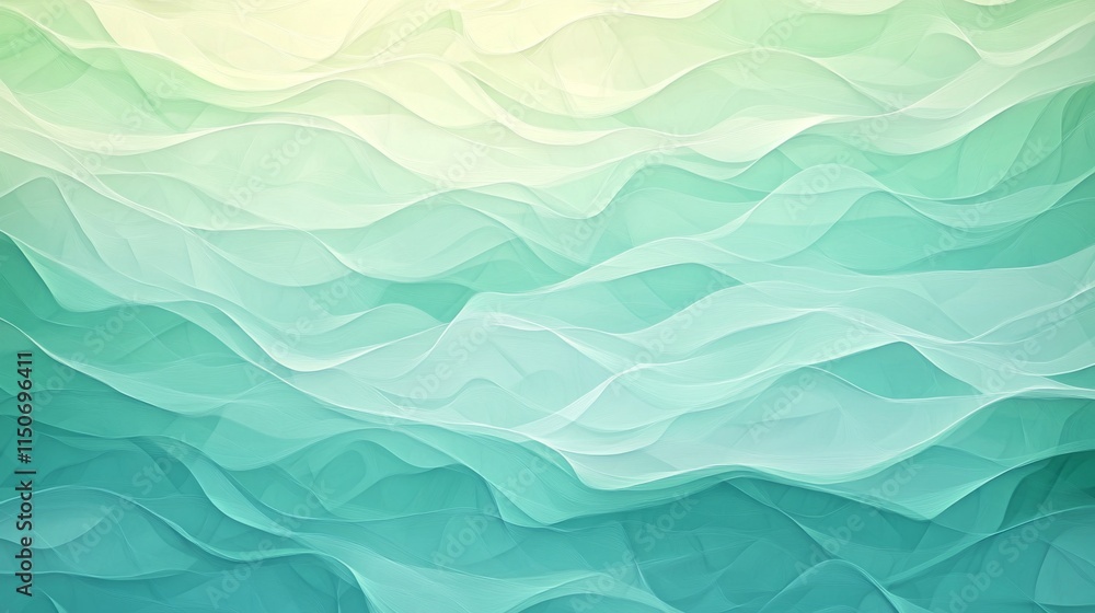Poster soft ocean waves with gentle gradients in turquoise and cream