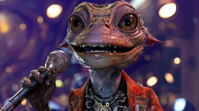 A quark family karaoke session with one quark belting out a lively tune.