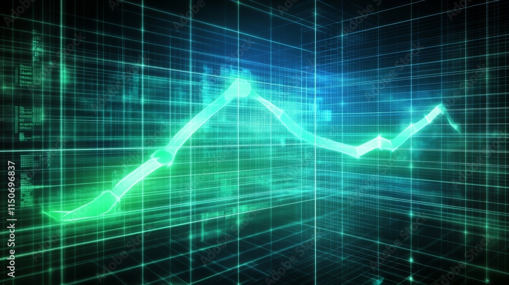 Poster abstract digital financial graph with data analysis background