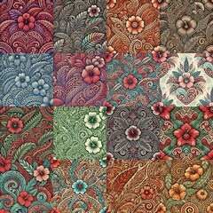 Cartoon flowers drawing. Tribal art style. AI generated illustration