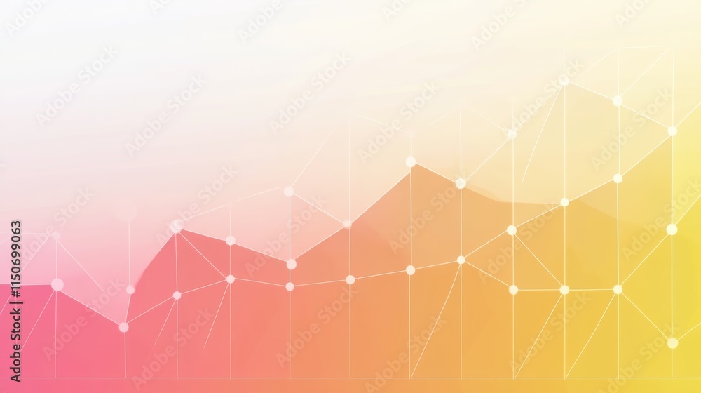 Poster abstract trend graph with soft color gradient and network connections