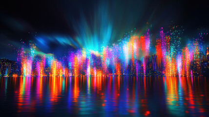 Fototapeta premium New Year’s Eve fireworks in colorful display