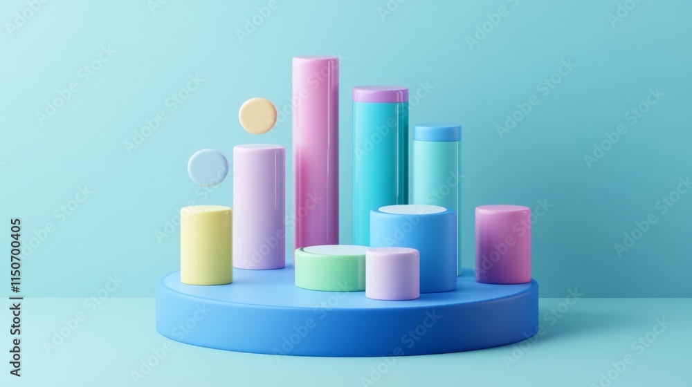 Poster colorful geometric shapes on minimalist background for display design