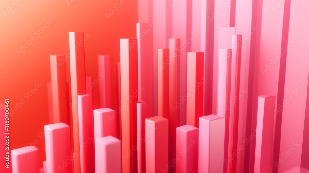 Poster abstract pink and red vertical shapes with gradient background