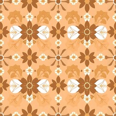 Fototapeta premium Retro Floral Pattern: A captivating seamless pattern featuring vintage-inspired floral motifs in a warm, earthy palette. Perfect for adding a touch of retro charm to your design projects.