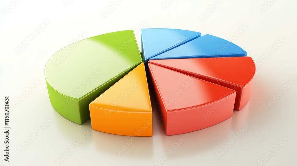 Poster colorful 3d pie chart segment representation for data visualization