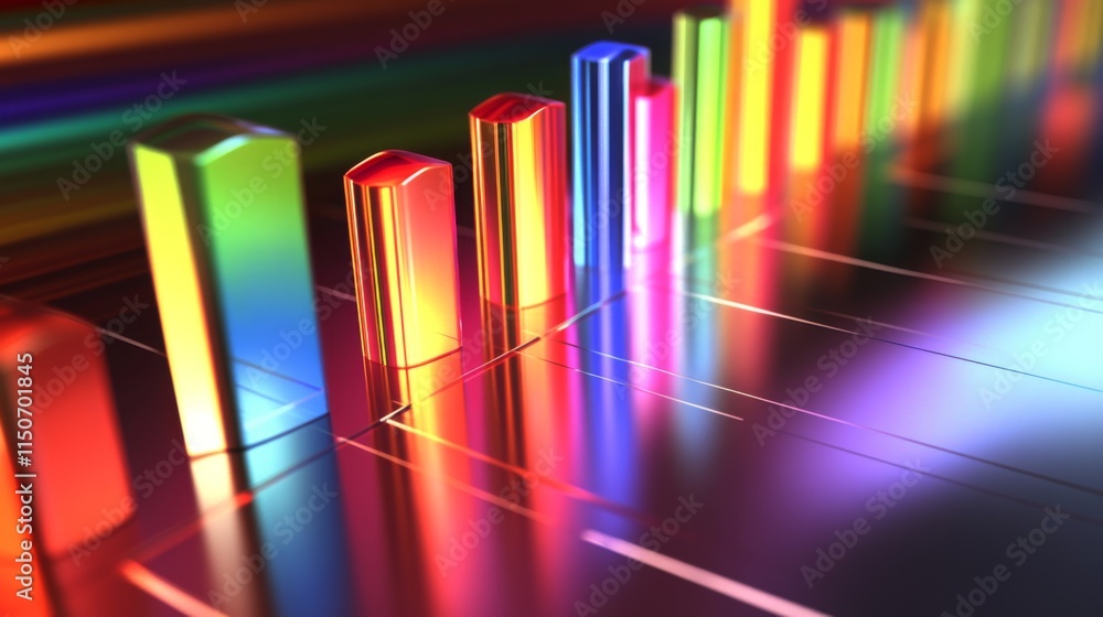 Poster colorful light bars creating dynamic energy visualization effect