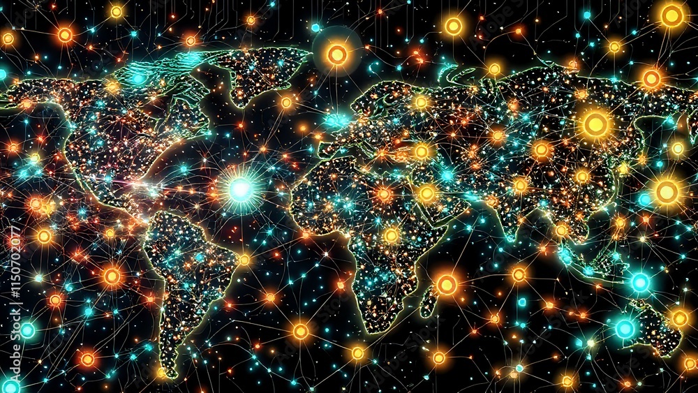 Poster globe connected: quantum internet traffic patterns