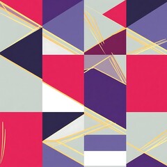 Obraz premium Geometric Abstract Art: Crimson, Purple, and Gold Triangles
