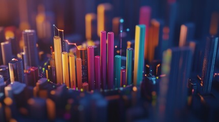 Obraz premium Colorful Abstract Cityscape Visualization with Light Effects