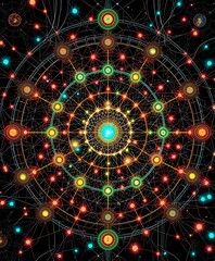 Obraz premium Vibrant Quantum Internet Art Nouveau Design