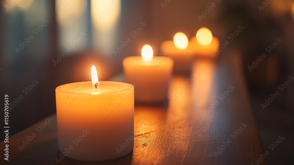 Poster warm and tranquil candles with soft glow in indoor setting