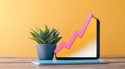 Mobile app download growth displayed in sleek line graphs, digital growth chart, user acquisition