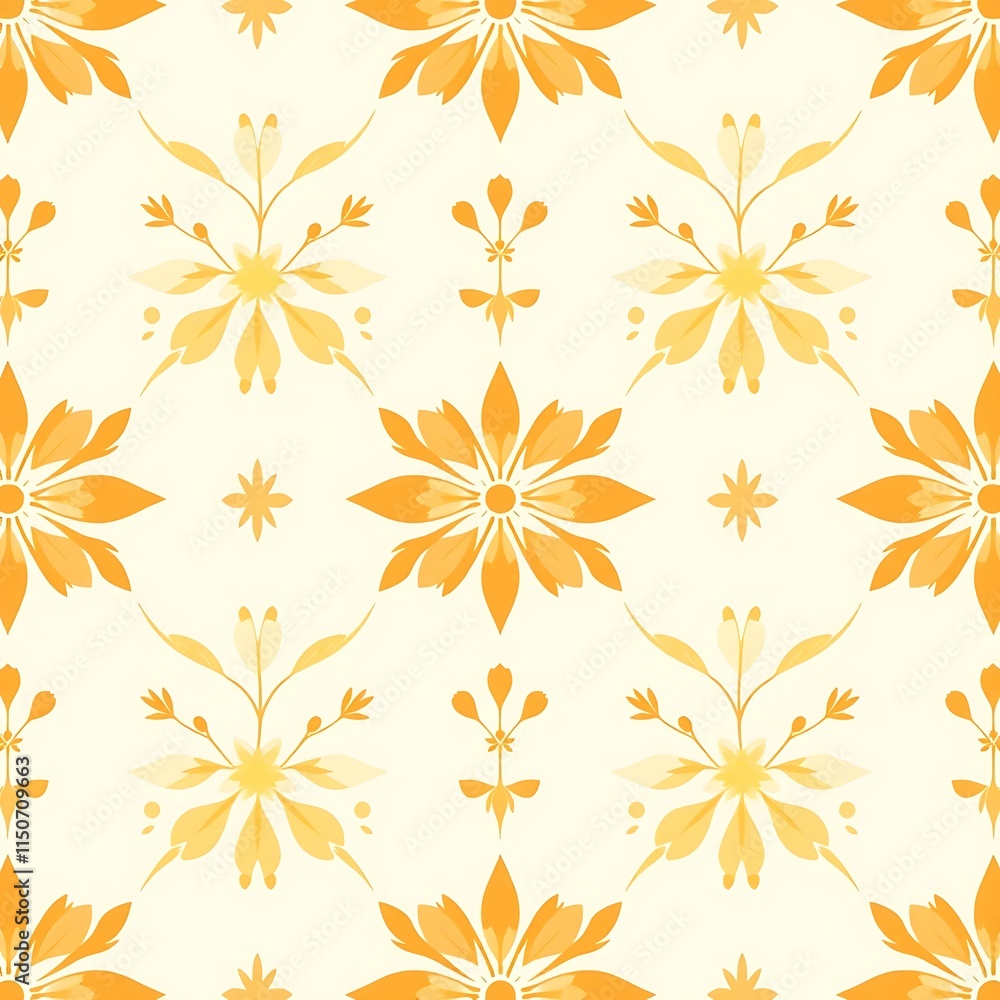 Poster golden floral seamless pattern: a delicate and elegant seamless pattern featuring intricate golden f