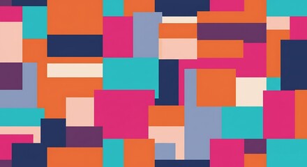 Geometric abstract design with vibrant colorful squares and rectangles.  Modern pattern.