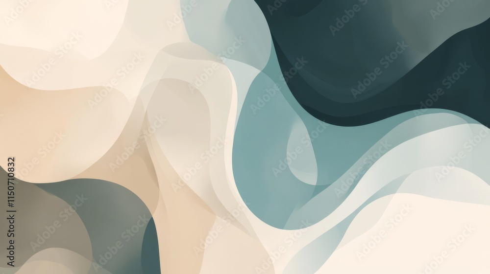 Poster soft abstract waves in earthy tones for modern design projects