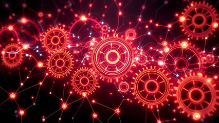 Obraz premium Futuristic Gears in Blue Background