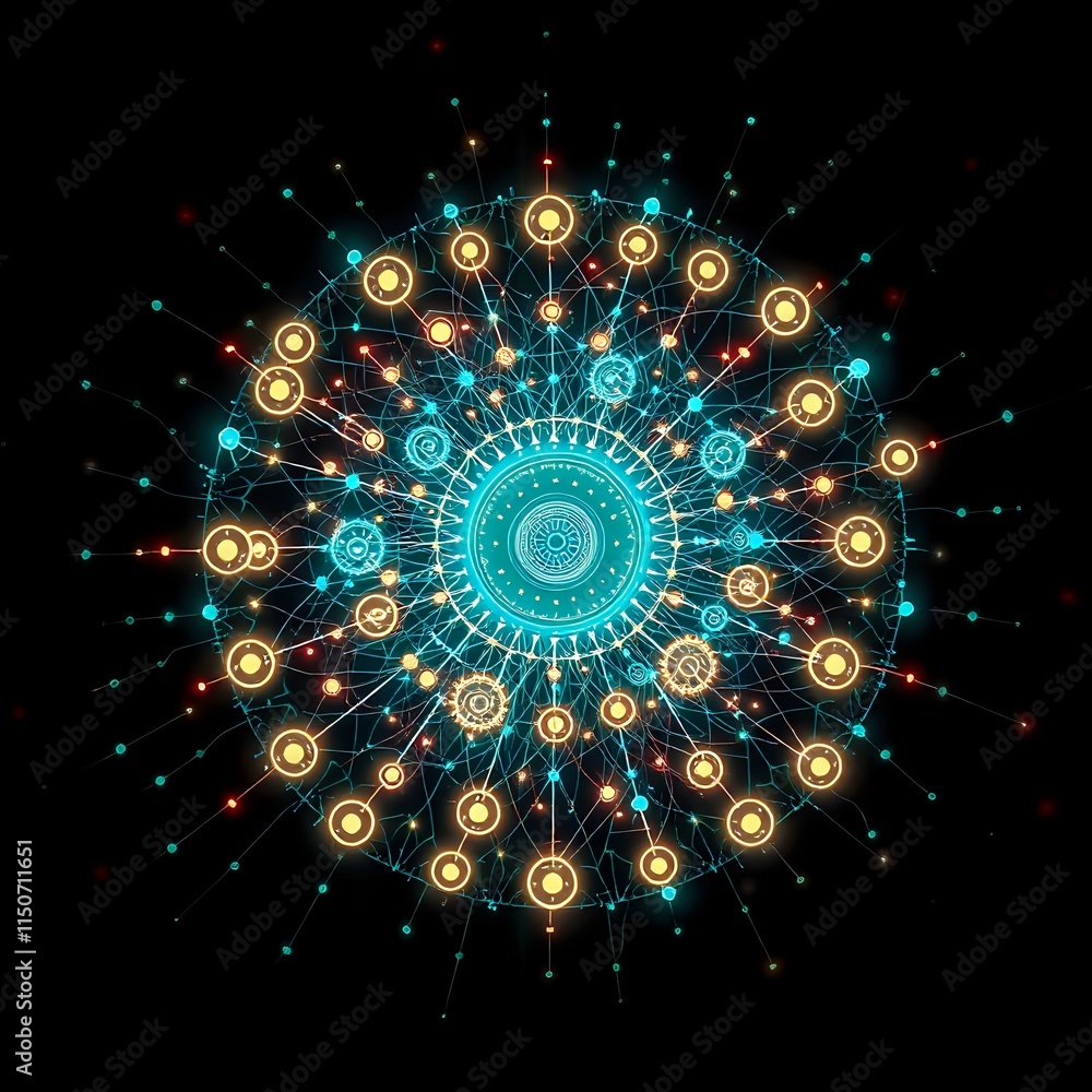 Poster Glowing Constellation Data Visualization - Intricate Nodes Style