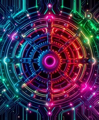 Obraz premium Cybernetic Art Nouveau Network