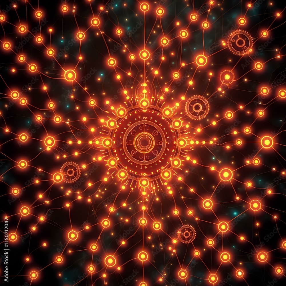 Poster cybernetic web of interconnected nodes