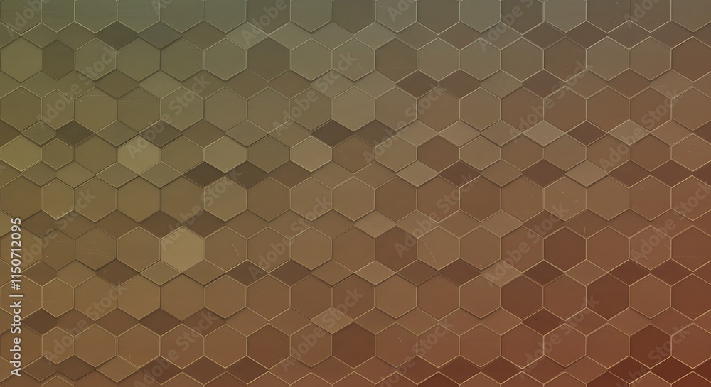 Poster geometric hexagonal pattern. brown gold abstract honeycomb tiles background. 3d design.