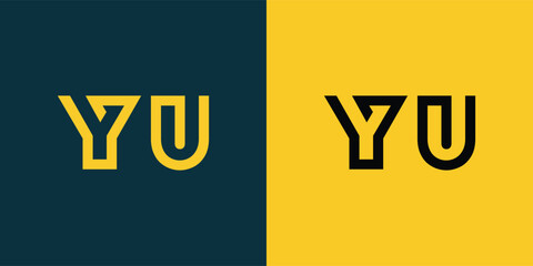 YU abstract  minimalist letters Logo Monogram. It is a minimalist logo, this logo is made by combining two letters