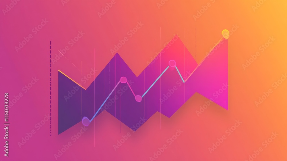 Aufkleber Dynamic Abstract Graph Illustration with Vibrant Gradient Background