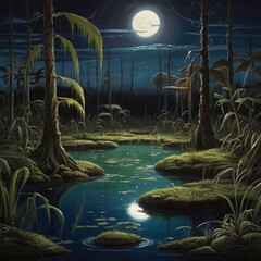 night landscape with a lake