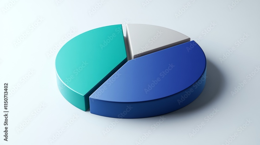 Poster colorful 3d pie chart representing data distribution and segmentation