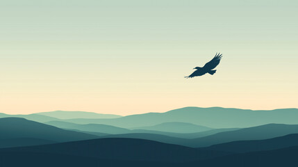 Fototapeta premium Silhouette of a bird against the sunset sky