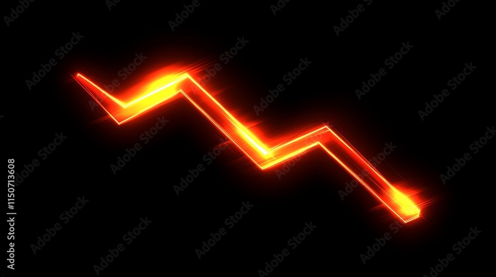 Aufkleber Glowing Orange Zigzag Line on Black Background for Abstract Design