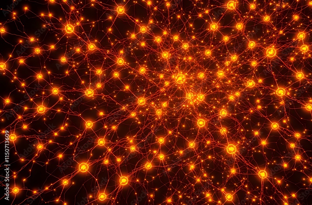 Poster glowing neural network art nouveau bioluminescent data visualization