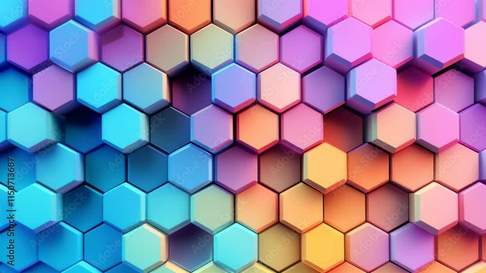 Poster colorful hexagonal pattern. ai.