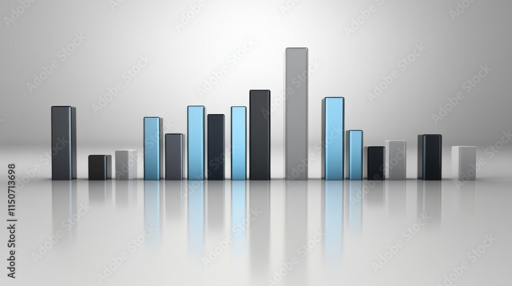 Poster Abstract Financial Bar Graph with Reflection and Gradient Background