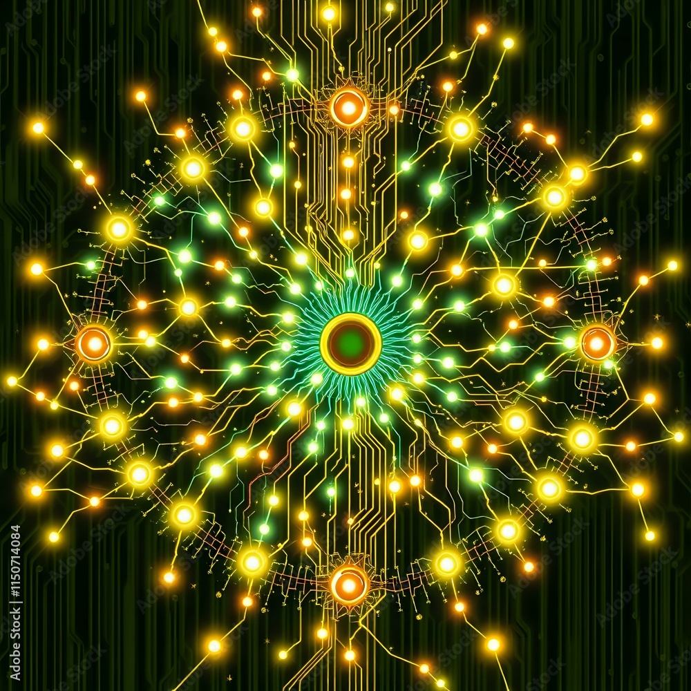 Aufkleber neon circuit board abstract data visualization