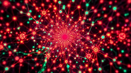 Obraz premium Bioluminescent Star Network - Neon Circuit Board Mosaic Art Nouveau