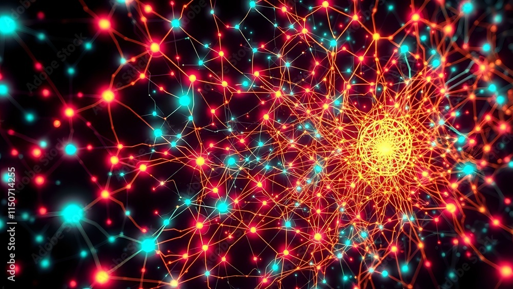 Aufkleber glowing cybernetic network - intricate data visualization