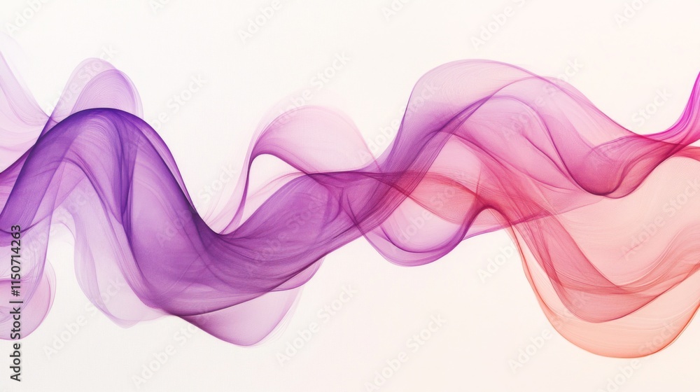 Poster colorful flowing smoke waves on a light background for design use