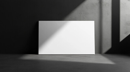Blank White Poster on Dark Gray Concrete Wall Mockup