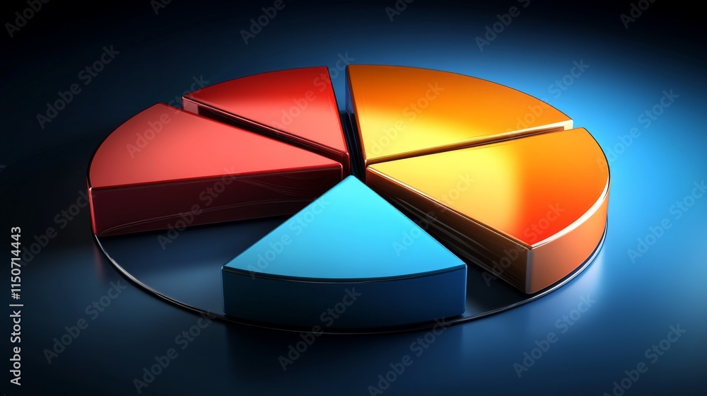 Aufkleber colorful pie chart on dark background for data visualization