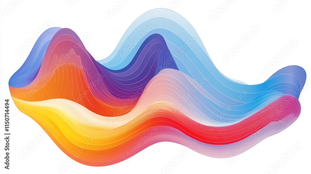 Poster Vibrant Abstract Waves in Gradient Colors Representing Movement and Flow